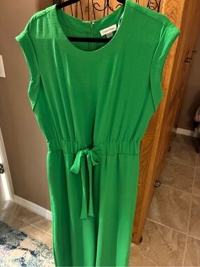 Calvin Klein Women’s Bright Green Tie-Waist Casual Dress